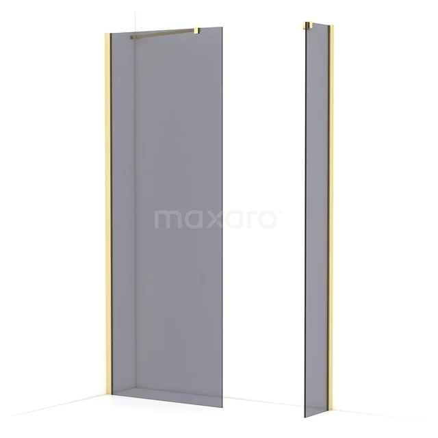 Diamond Walk-in shower | 80x30 cm Light gold Smoke glass 2 fixed walls IDB0803411LG