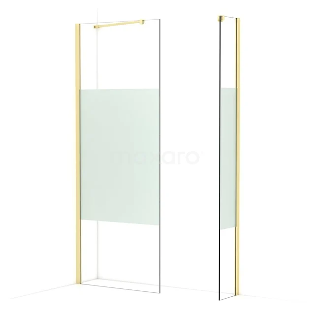 Diamond Walk-in shower | 80x30 cm Light gold Clear with matt strip 2 fixed walls IDB0803413LG