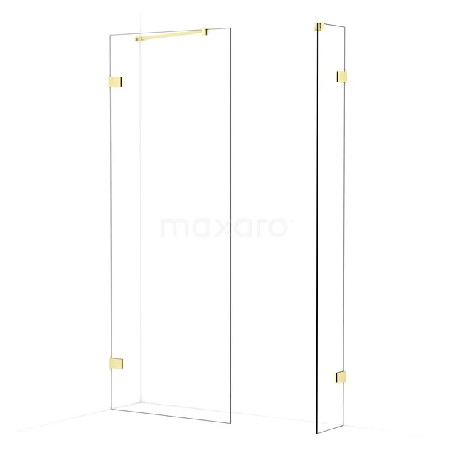 Diamond Walk-in shower | 80x30 cm Light gold Clear glass 2 fixed walls IDB0803420LG