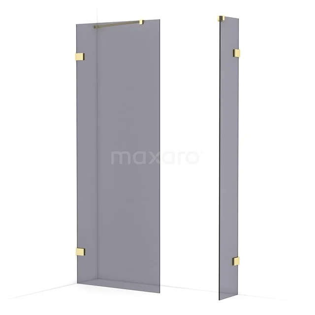 Diamond Walk-in shower | 80x30 cm Light gold Smoke glass 2 fixed walls IDB0803421LG