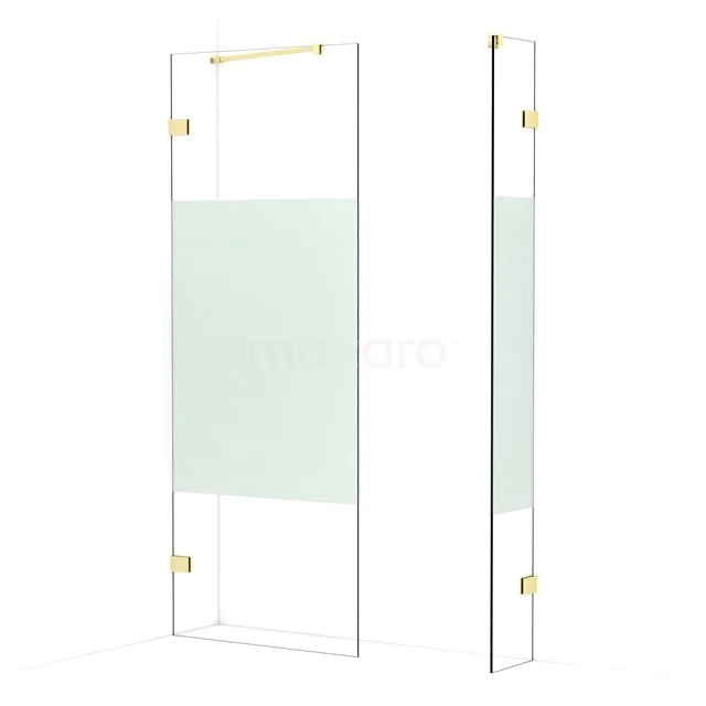 Diamond Walk-in shower | 80x30 cm Light gold Clear with matt strip 2 fixed walls IDB0803423LG