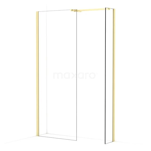 Diamond Walk-in shower | 80x30 cm Light gold Clear glass 2 fixed walls IDB0803510LG