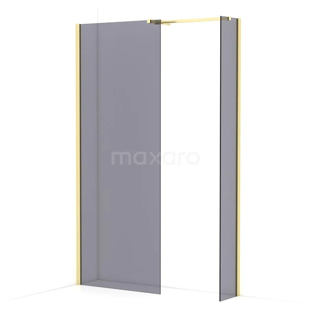 Diamond Walk-in shower | 80x30 cm Light gold Smoke glass 2 fixed walls IDB0803511LG