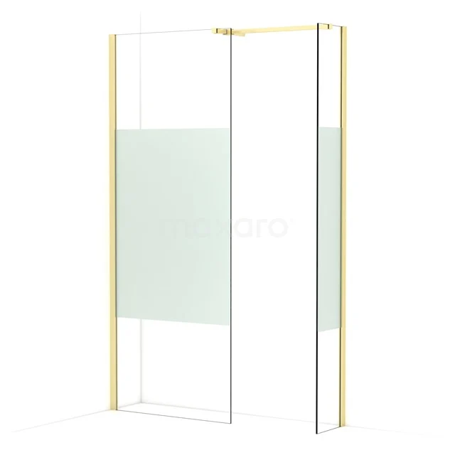 Diamond Walk-in shower | 80x30 cm Light gold Clear with matt strip 2 fixed walls IDB0803513LG