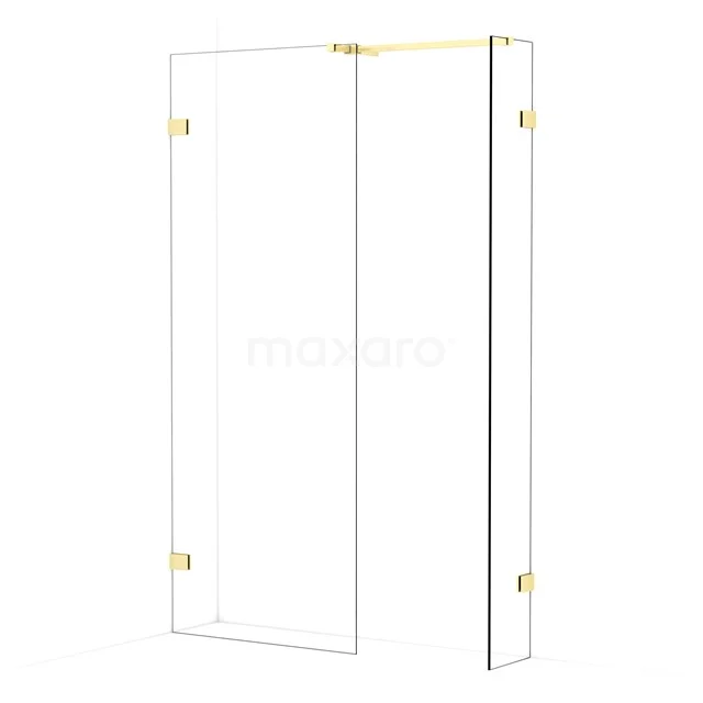 Diamond Walk-in shower | 80x30 cm Light gold Clear glass 2 fixed walls IDB0803520LG