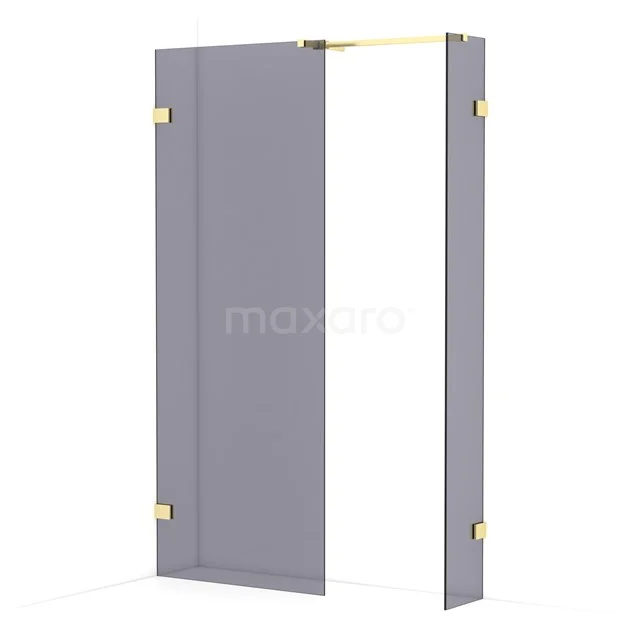 Diamond Walk-in shower | 80x30 cm Light gold Smoke glass 2 fixed walls IDB0803521LG