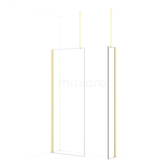 Diamond Walk-in shower | 80x30 cm Light gold Clear glass 2 fixed walls IDB0803910LG