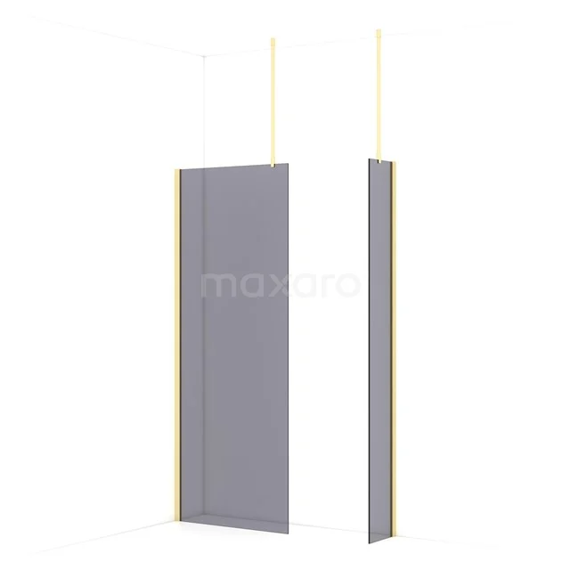 Diamond Walk-in shower | 80x30 cm Light gold Smoke glass 2 fixed walls IDB0803911LG
