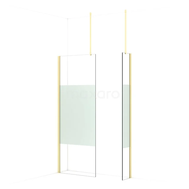 Diamond Walk-in shower | 80x30 cm Light gold Clear with matt strip 2 fixed walls IDB0803913LG