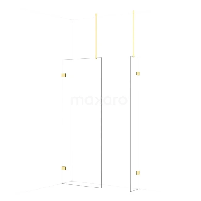 Diamond Walk-in shower | 80x30 cm Light gold Clear glass 2 fixed walls IDB0803920LG