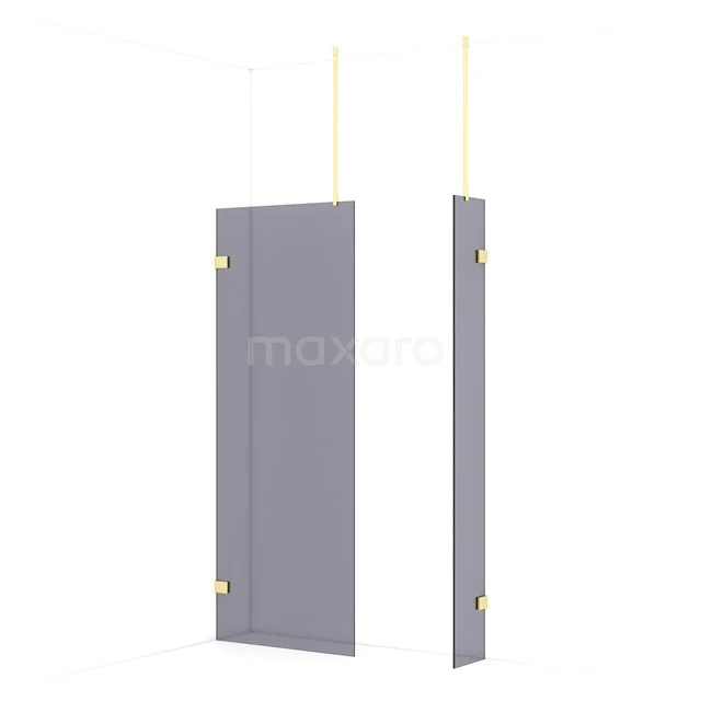 Diamond Walk-in shower | 80x30 cm Light gold Smoke glass 2 fixed walls IDB0803921LG