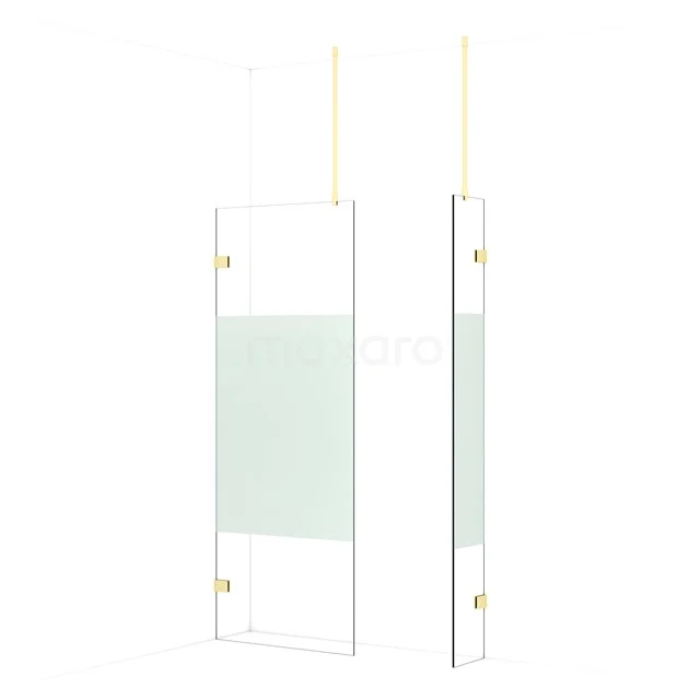 Diamond Walk-in shower | 80x30 cm Light gold Clear with matt strip 2 fixed walls IDB0803923LG