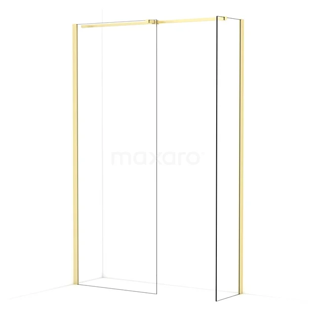 Diamond Walk-in shower | 80x40 cm Light gold Clear glass 2 fixed walls IDB0804310LG