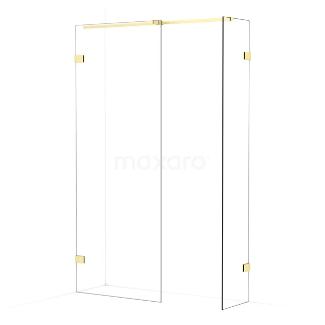 Diamond Walk-in shower | 80x40 cm Light gold Clear glass 2 fixed walls IDB0804320LG