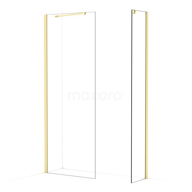 Diamond Walk-in shower | 80x40 cm Light gold Clear glass 2 fixed walls IDB0804410LG