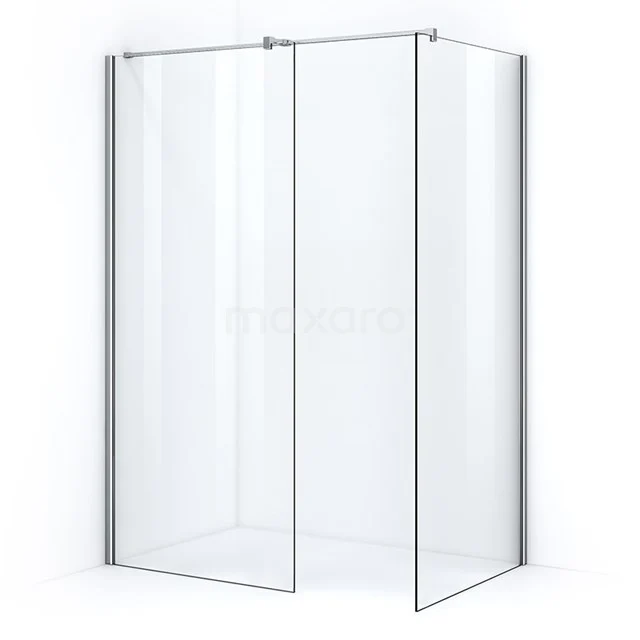 Pearl Walk-in shower | 90x90 cm Clear glass 2 fixed walls IPB0909400C Corner shower screen in glass, transparent design, silver profiles, ideal for a modern bathroom layout.