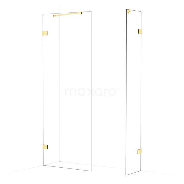 Diamond Walk-in shower | 80x40 cm Light gold Clear glass 2 fixed walls IDB0804420LG