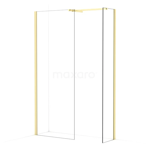 Diamond Walk-in shower | 80x40 cm Light gold Clear glass 2 fixed walls IDB0804510LG