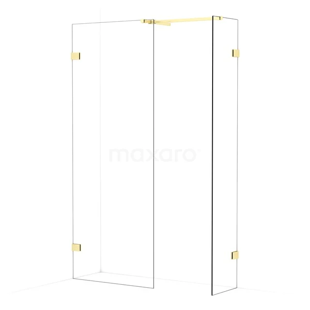 Diamond Walk-in shower | 80x40 cm Light gold Clear glass 2 fixed walls IDB0804520LG