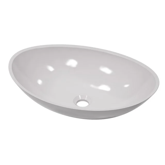 Ovale weiße Waschbecken aus Keramik, modernes Design für Badezimmer, glänzende Oberfläche und ohne Hahnlöcher.