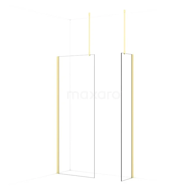 Diamond Walk-in shower | 80x40 cm Light gold Clear glass 2 fixed walls IDB0804910LG
