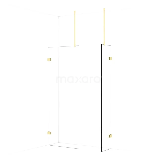 Diamond Walk-in shower | 80x40 cm Light gold Clear glass 2 fixed walls IDB0804920LG