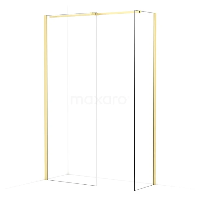 Diamond Walk-in shower | 80x50 cm Light gold Clear glass 2 fixed walls IDB0805310LG