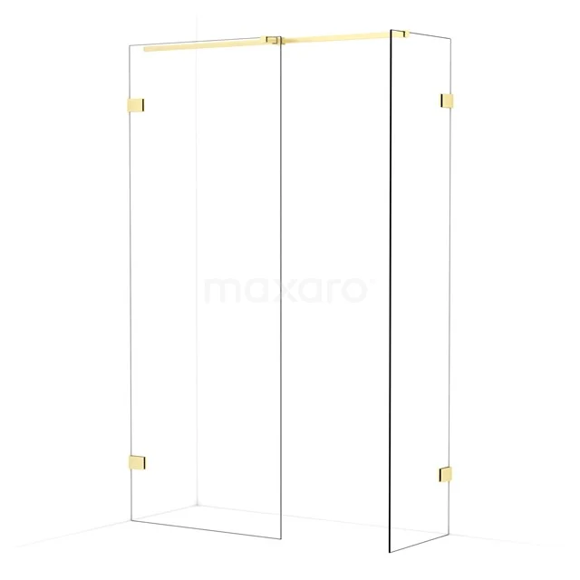 Diamond Walk-in shower | 80x50 cm Light gold Clear glass 2 fixed walls IDB0805320LG