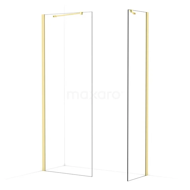 Diamond Walk-in shower | 80x50 cm Light gold Clear glass 2 fixed walls IDB0805410LG
