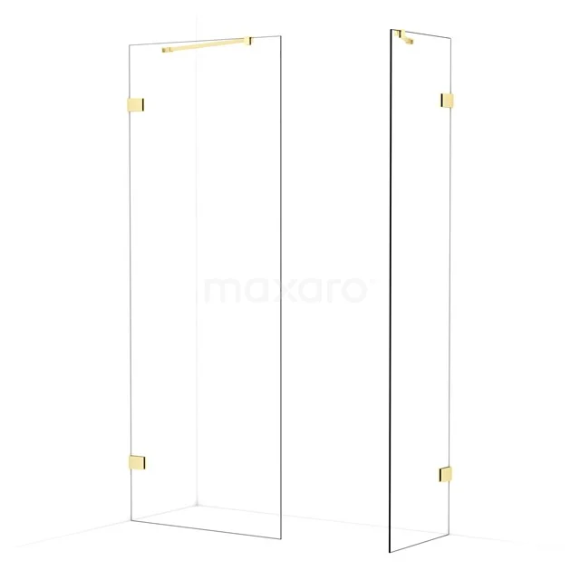 Diamond Walk-in shower | 80x50 cm Light gold Clear glass 2 fixed walls IDB0805420LG