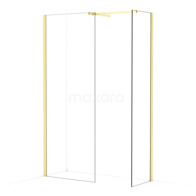 Diamond Walk-in shower | 80x50 cm Light gold Clear glass 2 fixed walls IDB0805510LG