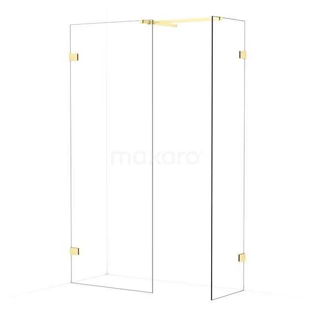 Diamond Walk-in shower | 80x50 cm Light gold Clear glass 2 fixed walls IDB0805520LG