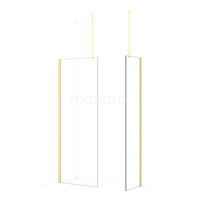 Diamond Walk-in shower | 80x50 cm Light gold Clear glass 2 fixed walls IDB0805910LG