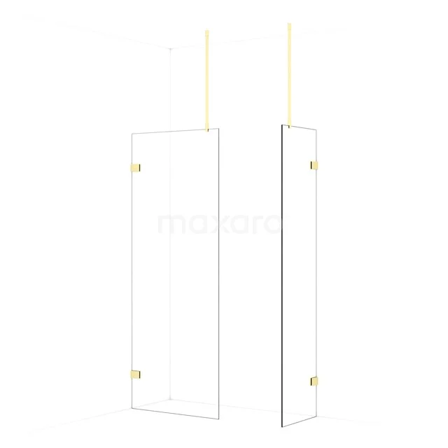 Diamond Walk-in shower | 80x50 cm Light gold Clear glass 2 fixed walls IDB0805920LG