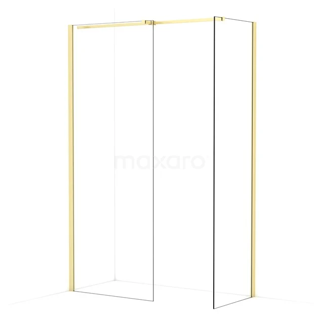 Diamond Walk-in shower | 80x60 cm Light gold Clear glass 2 fixed walls IDB0806310LG