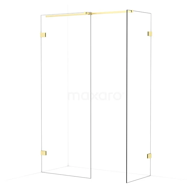 Diamond Walk-in shower | 80x60 cm Light gold Clear glass 2 fixed walls IDB0806320LG