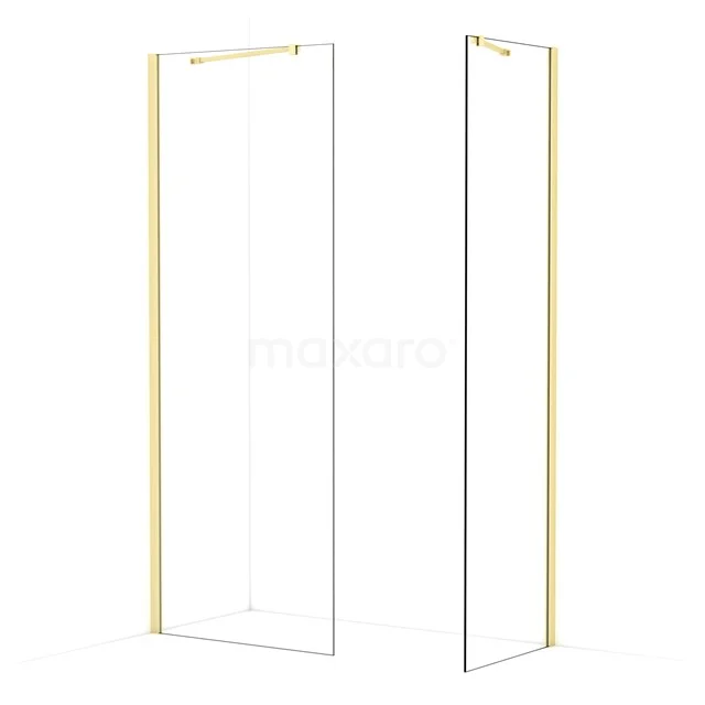 Diamond Walk-in shower | 80x60 cm Light gold Clear glass 2 fixed walls IDB0806410LG