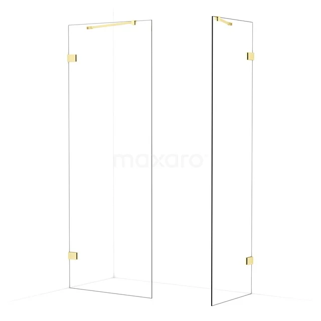 Diamond Walk-in shower | 80x60 cm Light gold Clear glass 2 fixed walls IDB0806420LG