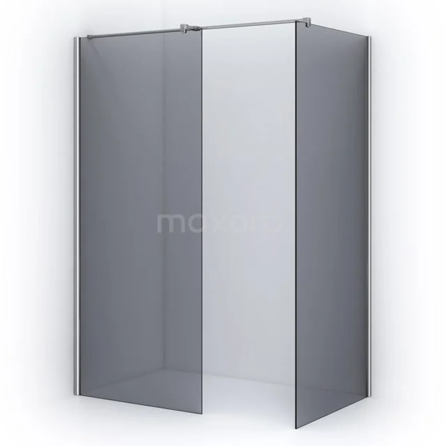 Pearl Walk-in shower | 90x80 cm Smoke glass 2 fixed walls IPB0908401C Matte black Shower screen made of tempered glass, minimalist design, ideal for a modern bathroom.