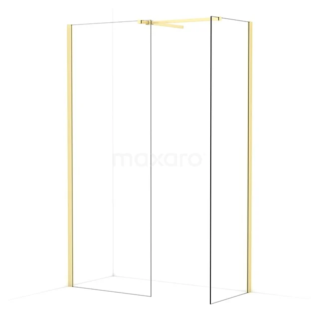 Diamond Walk-in shower | 80x60 cm Light gold Clear glass 2 fixed walls IDB0806510LG