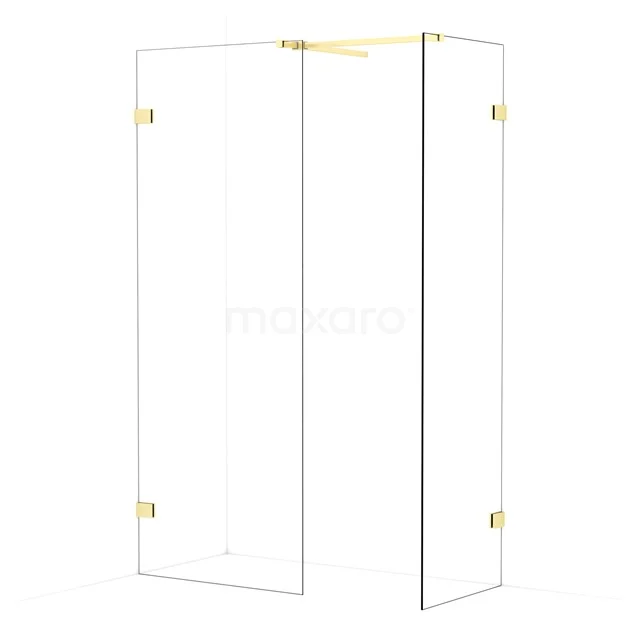 Diamond Walk-in shower | 80x60 cm Light gold Clear glass 2 fixed walls IDB0806520LG