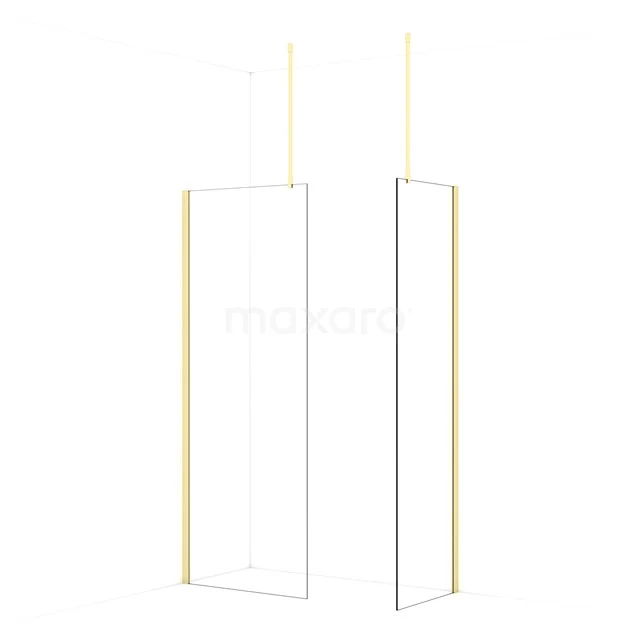 Diamond Walk-in shower | 80x60 cm Light gold Clear glass 2 fixed walls IDB0806910LG