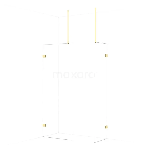 Diamond Walk-in shower | 80x60 cm Light gold Clear glass 2 fixed walls IDB0806920LG
