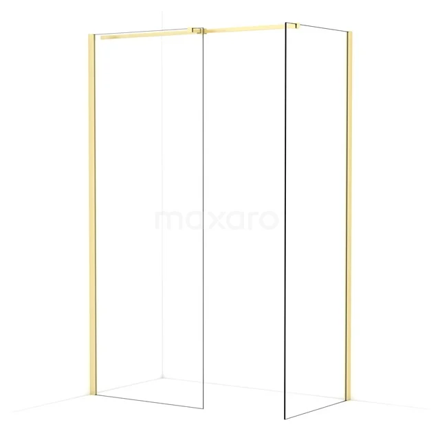 Diamond Walk-in shower | 80x70 cm Light gold Clear glass 2 fixed walls IDB0807310LG