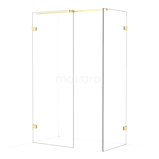 Diamond Walk-in shower | 80x70 cm Light gold Clear glass 2 fixed walls IDB0807320LG