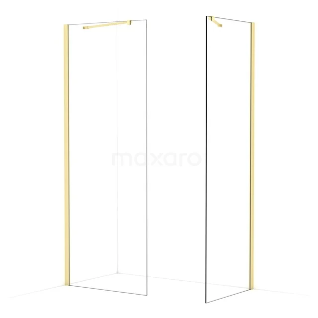 Diamond Walk-in shower | 80x70 cm Light gold Clear glass 2 fixed walls IDB0807410LG