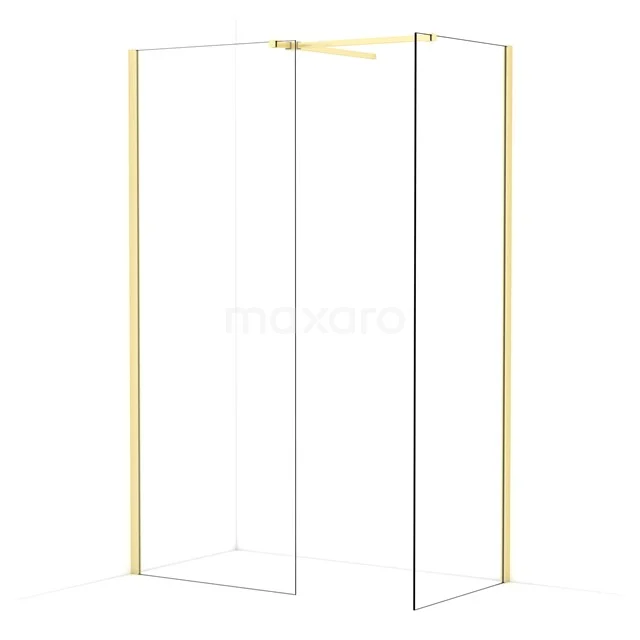 Diamond Walk-in shower | 80x70 cm Light gold Clear glass 2 fixed walls IDB0807510LG