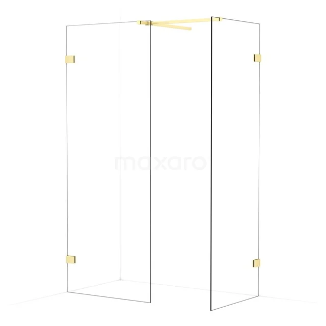 Diamond Walk-in shower | 80x70 cm Light gold Clear glass 2 fixed walls IDB0807520LG