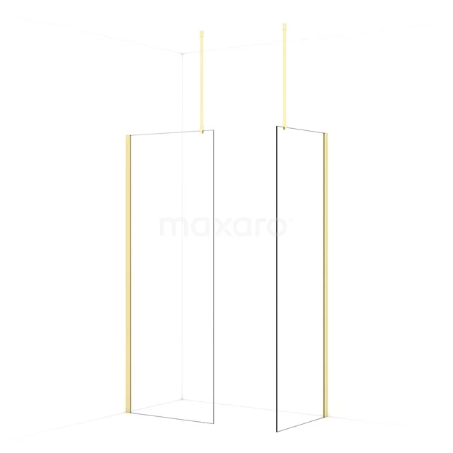 Diamond Walk-in shower | 80x70 cm Light gold Clear glass 2 fixed walls IDB0807910LG