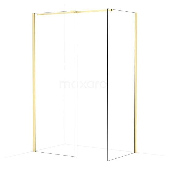 Diamond Walk-in shower | 80x80 cm Light gold Clear glass 2 fixed walls IDB0808310LG